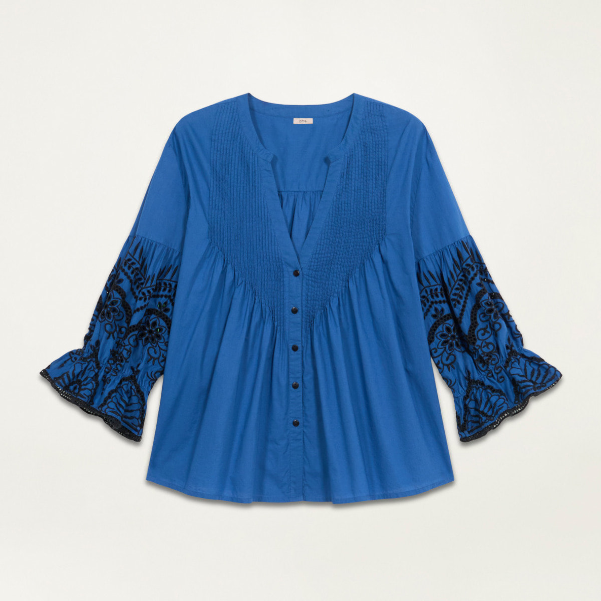 Oltre - Camicia con maniche ricamate - Blu