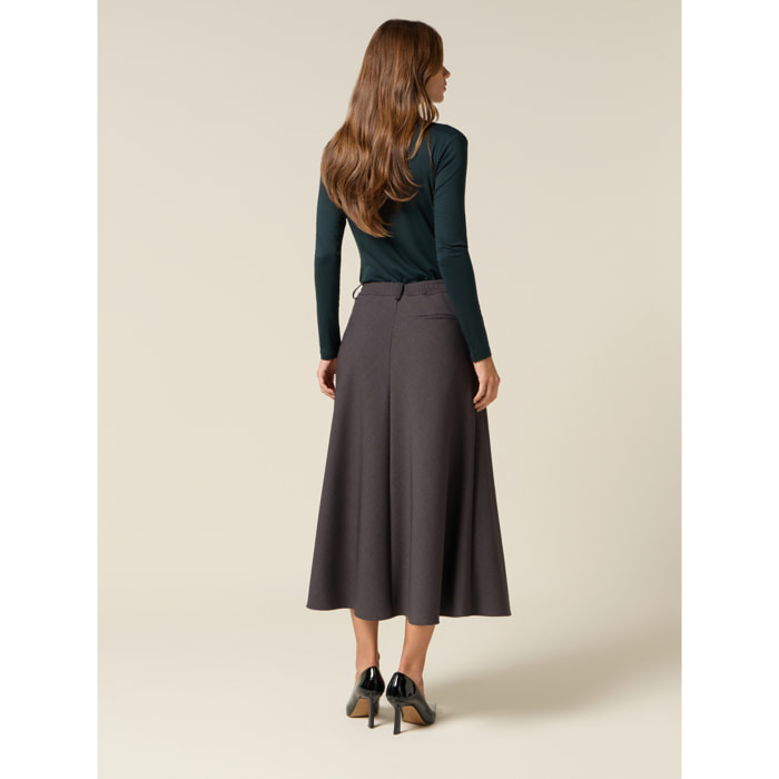 Oltre - Falda midi de franela - Gris