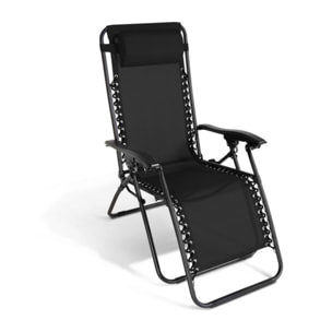 Fauteuils de jardin Relax inclinables noirs - lot de 2