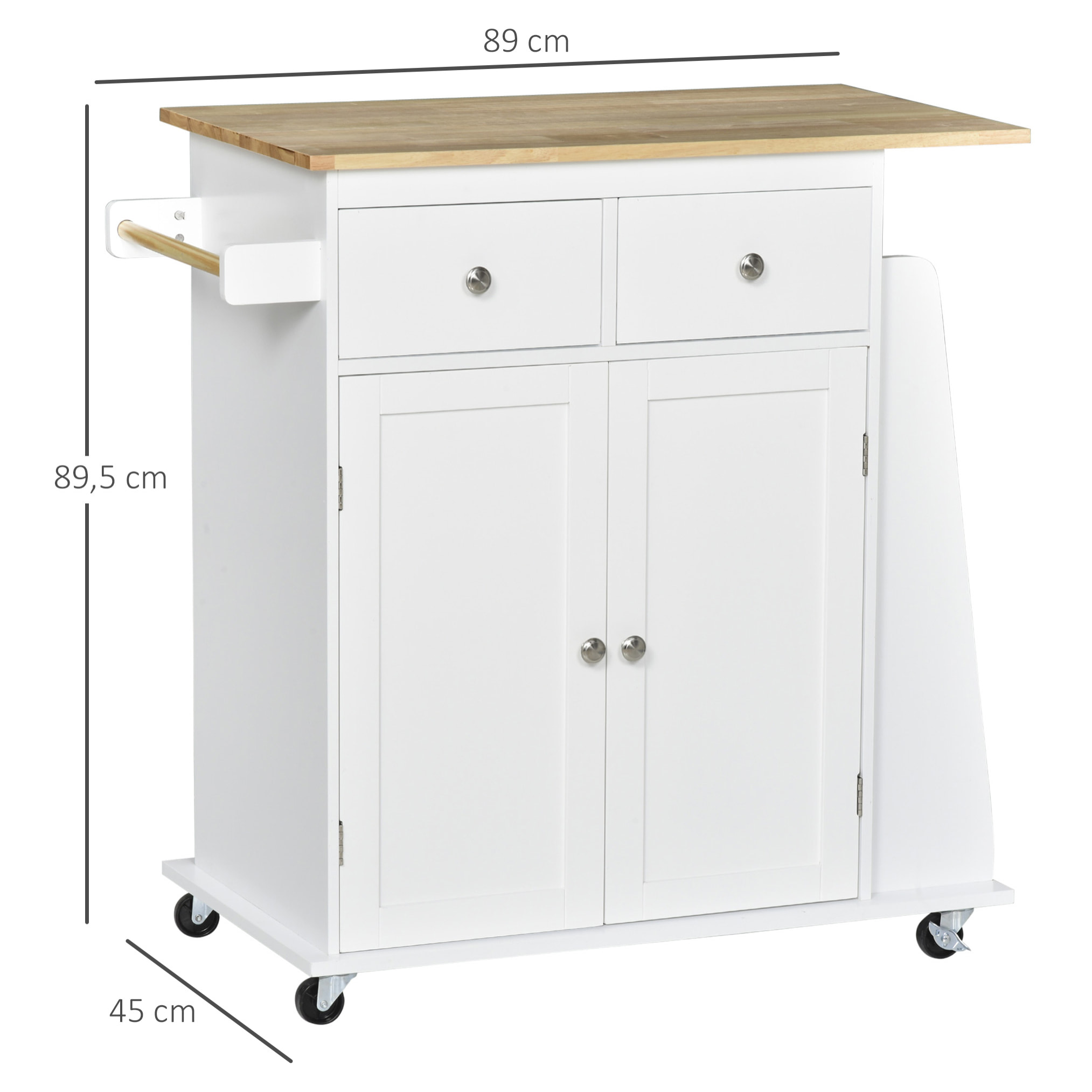 Desserte de cuisine multi rangements MDF hévéa