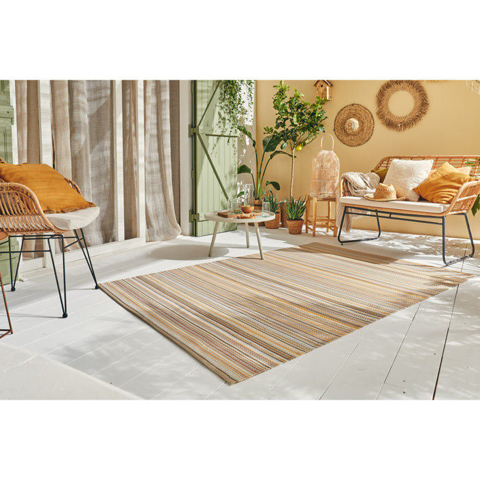 CAPRI - Tapis d'extérieur à motif rayure dégradée - Beige