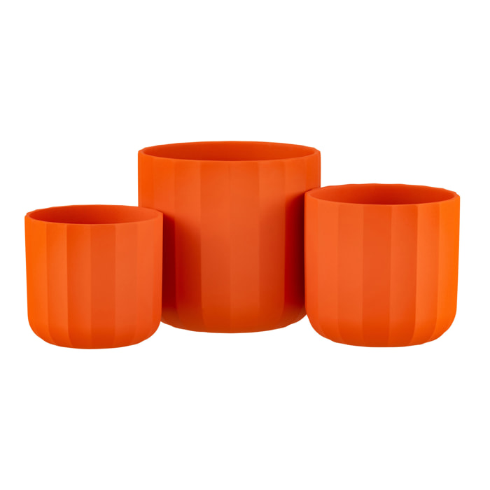 J-Line cache-pot Summer - céramique - orange - large - 2 pièces - Ø 18.5 cm