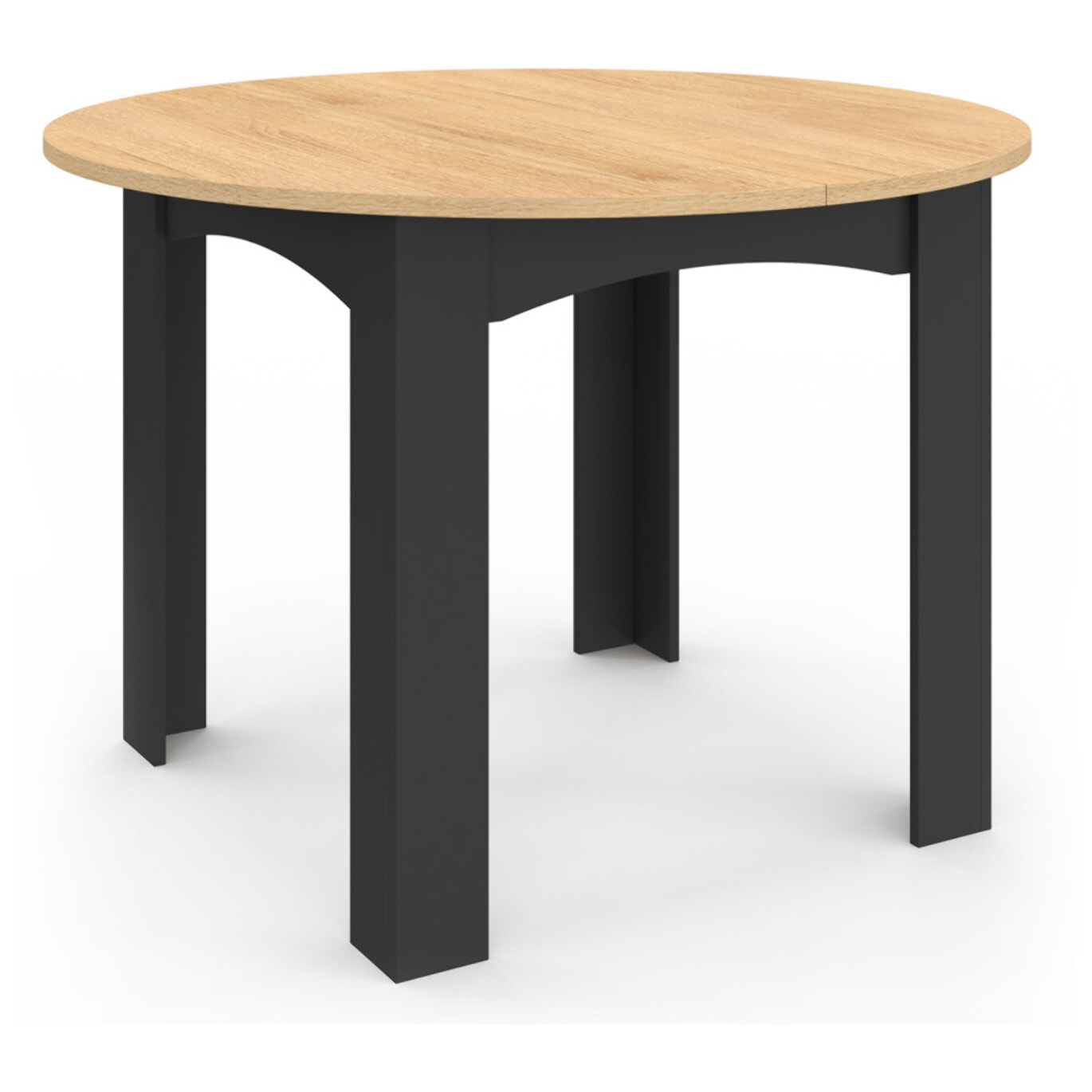Table repas Dina plateau extensible 110-150cm rond et pieds noirs