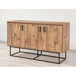 Credenza Drad, Buffet da soggiorno, Madia da salotto, Dispensa da cucina, 140x40h80 cm, Quercia e Nero