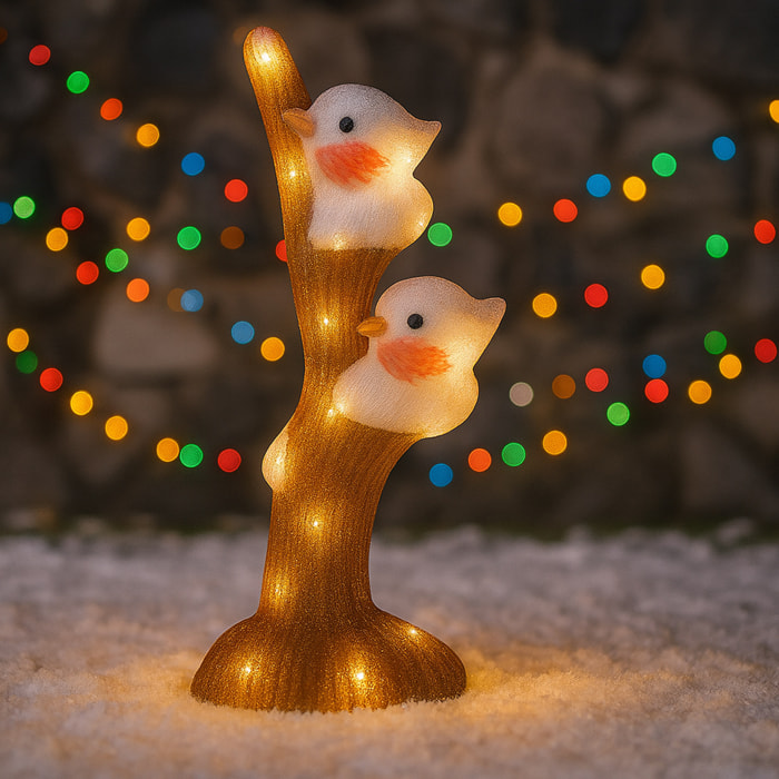 Lámpara decorativa en forma de pájaros en árbol con 30 leds blancos