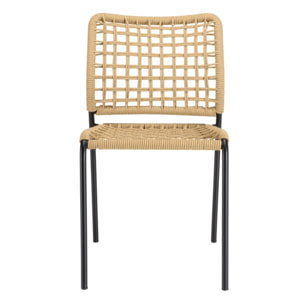 VIANNEY - Lot de 2 chaises de jardin en cordage tressé beige