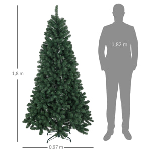 Árbol de Navidad 180 cm Árbol de Navidad Artificial con 760 Ramas de Alambre de Memoria y Base Plegable Árbol de Navideño para Salón Verde