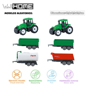 Well home tractor con 2 remolques de 27 cm con diseño aleatorio para construcción o agrícola