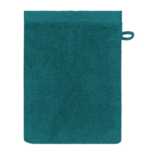 Gant de toilette pur coton 550 g/m² uni vert Elea emeraude