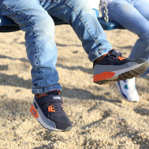 Zapatillas Sneaker para Niño- Shone 005-001-v Navy/Orange