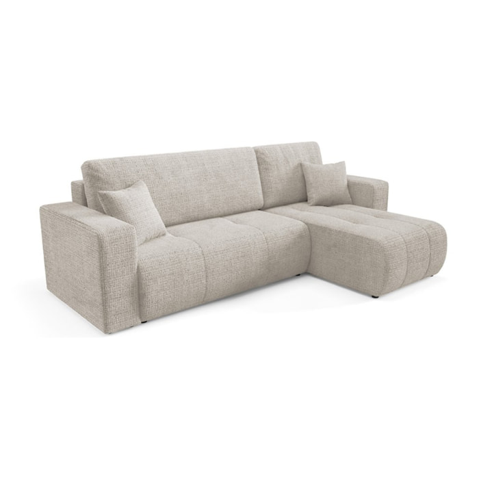 AURORE - Canapé d'angle droit 3 places en tissu texturé beige