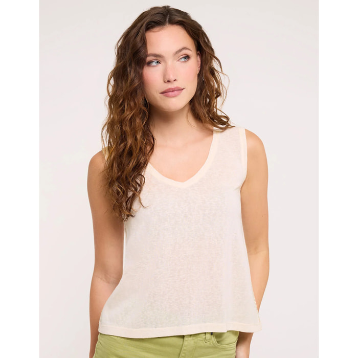 Camiseta Tirantes Detalle Calado Espalda Beige - Kia