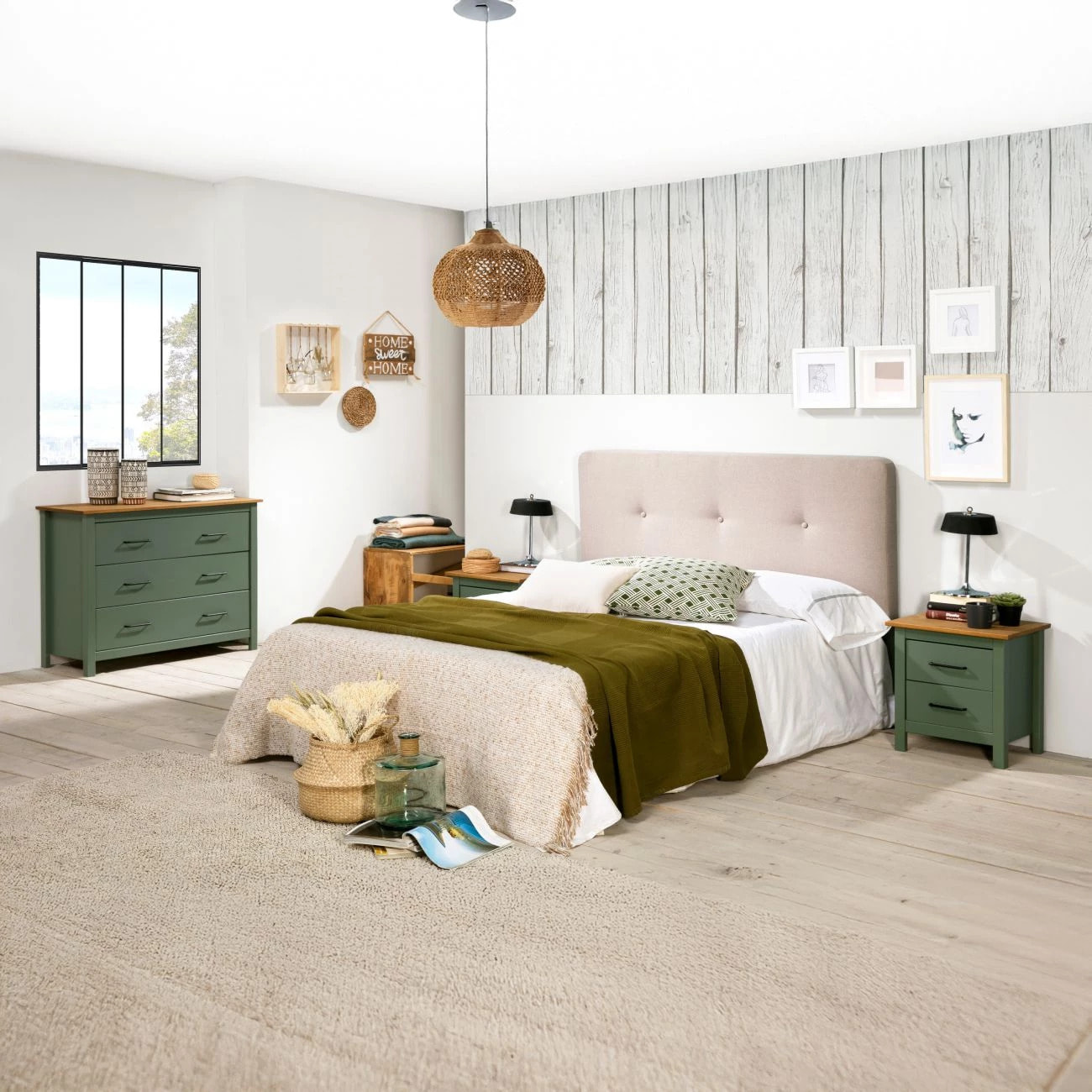 Mesita de noche Eira Green Moss - Oak