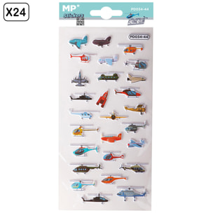 PACK 24 Uds. PEGATINAS STICKERS RELIEVE DISEÑO CLUB DE VUELO
