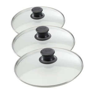 Set de 3 couvercles de cuisson en verre 20 cm 24 cm et 28 cm Elo