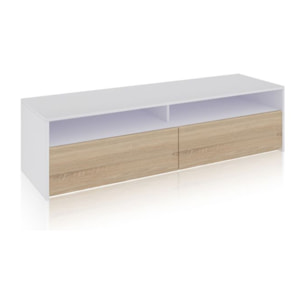 Mueble TV Elba 2 puertas Blanco Artik (Blanco Mate) - Roble Canadian