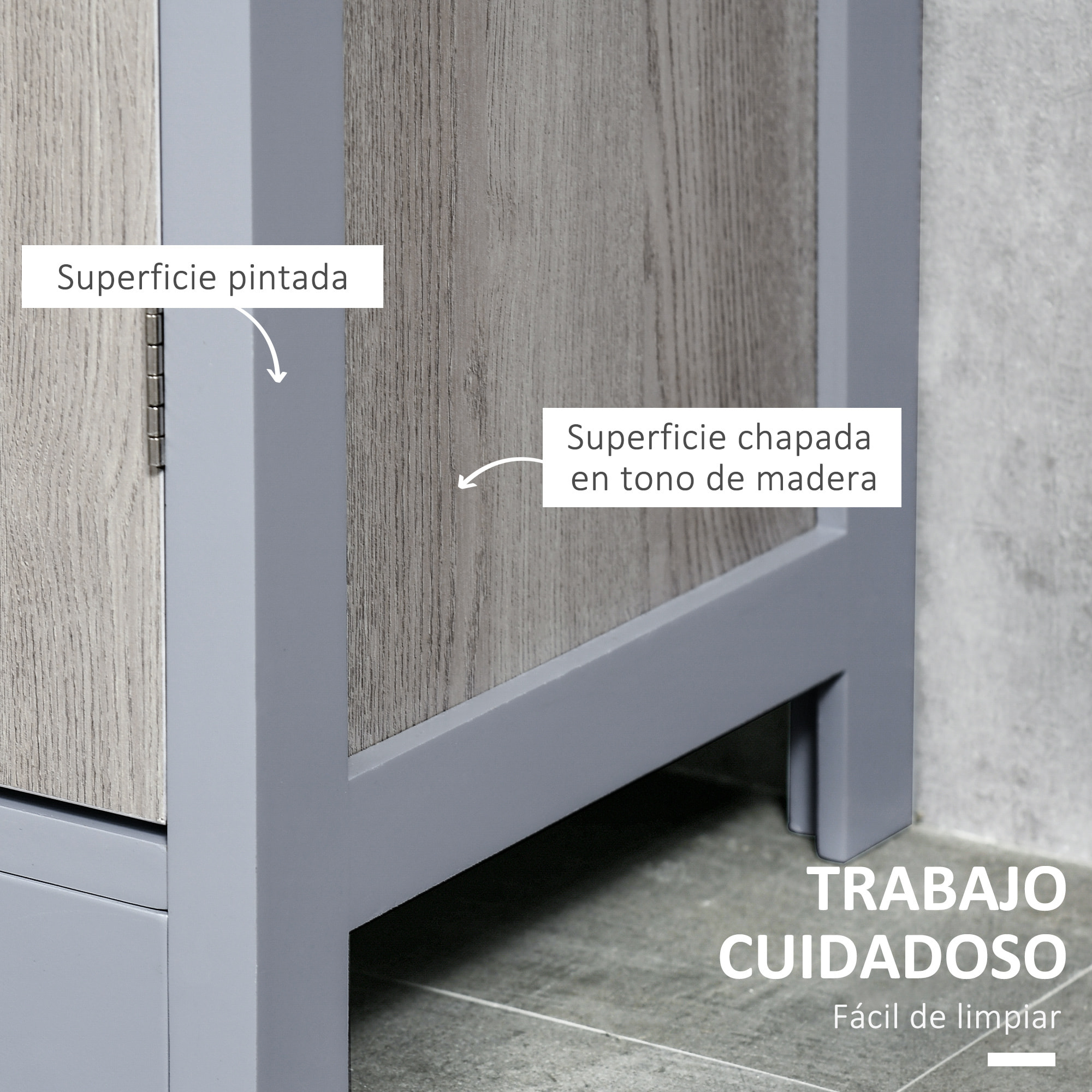 Armario Alto de Baño con 1 Puerta y 3 Estantes Abiertos Mueble Auxiliar de Almacenaje para Salón Cocina Dormitorio Carga 30 kg Antivuelco 40x30x160 cm Gris