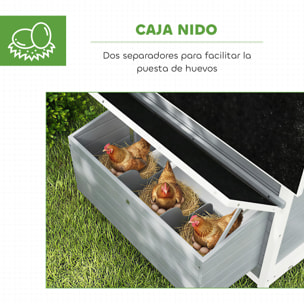 Gallinero de Madera para Exterior, Caseta para Gallinas con 2 Nidos, Bandeja Extraíble, Perchas, Techo Impermeable, Casa para 2-4 Gallinas y Conejos, 150x100x96,5 cm, Gris