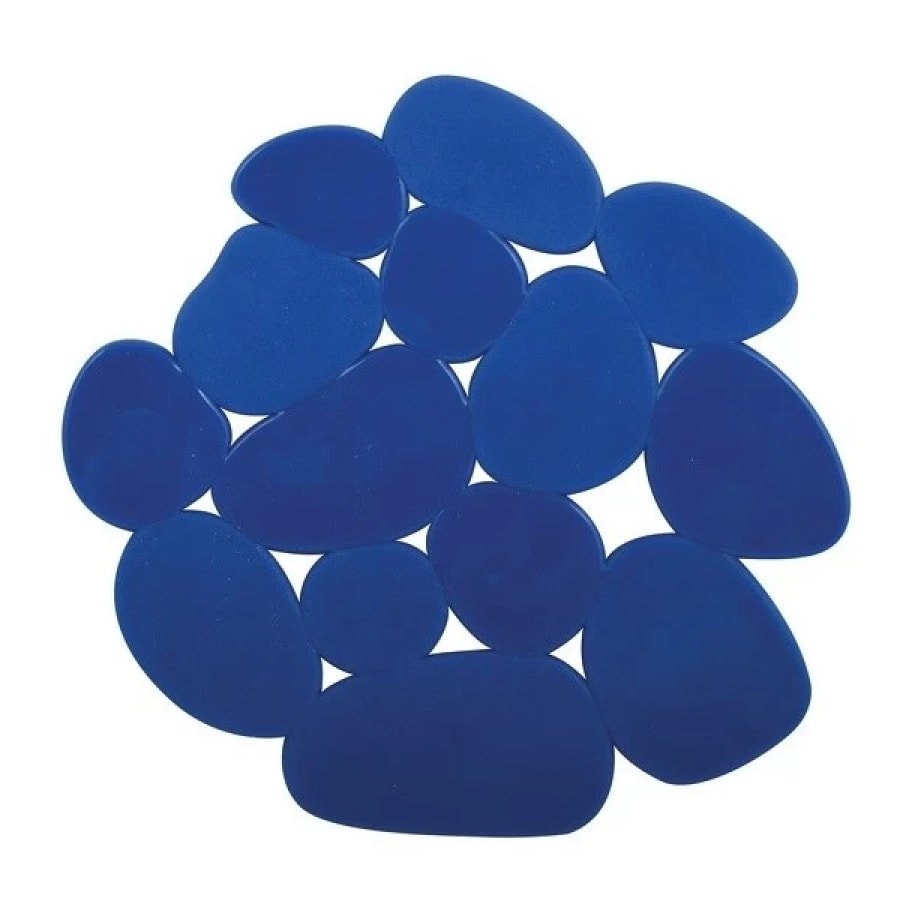 Lot de 4 Tapis antiderapants de douche ou baignoire PVC GALETS 12x13cm Bleu Marine MSV