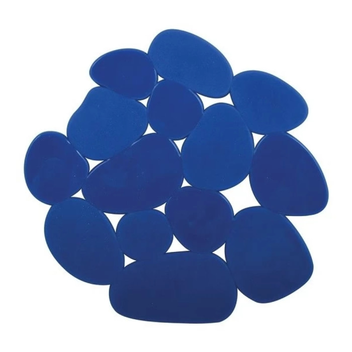 Lot de 4 Tapis antiderapants de douche ou baignoire PVC GALETS 12x13cm Bleu Marine MSV