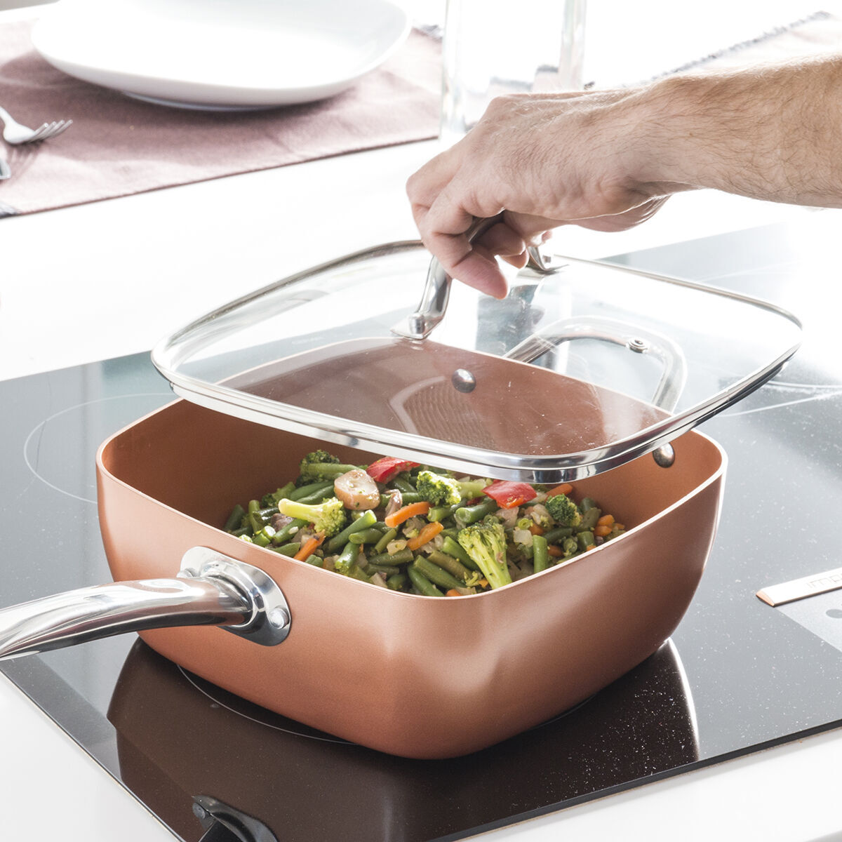 Set di Padelle Multiuso 5 in 1 Copper Coppans InnovaGoods 4 Pezzi