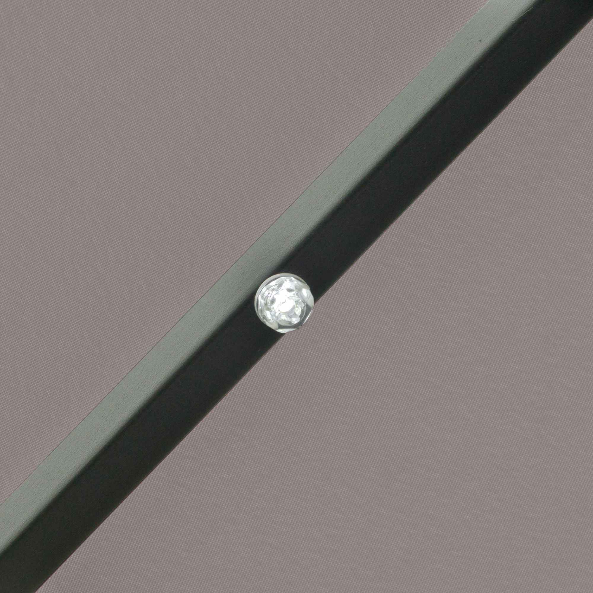 Sombrilla de Jardín con 32 Luces LED Solares Ø265x233 cm Parasol Inclinable con Manivela y Poste de Acero para Terraza Patio Exterior Gris