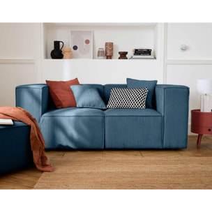 Arty - module d'assise gauche - en velours côtelé - Bleu