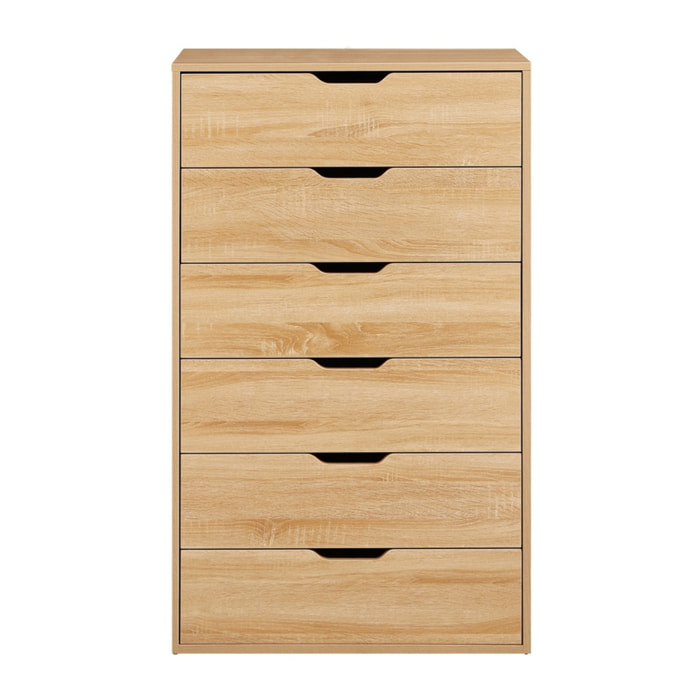 Cassettiera 6 cassetti in rovere naturale 68x40x115 cm - Sky