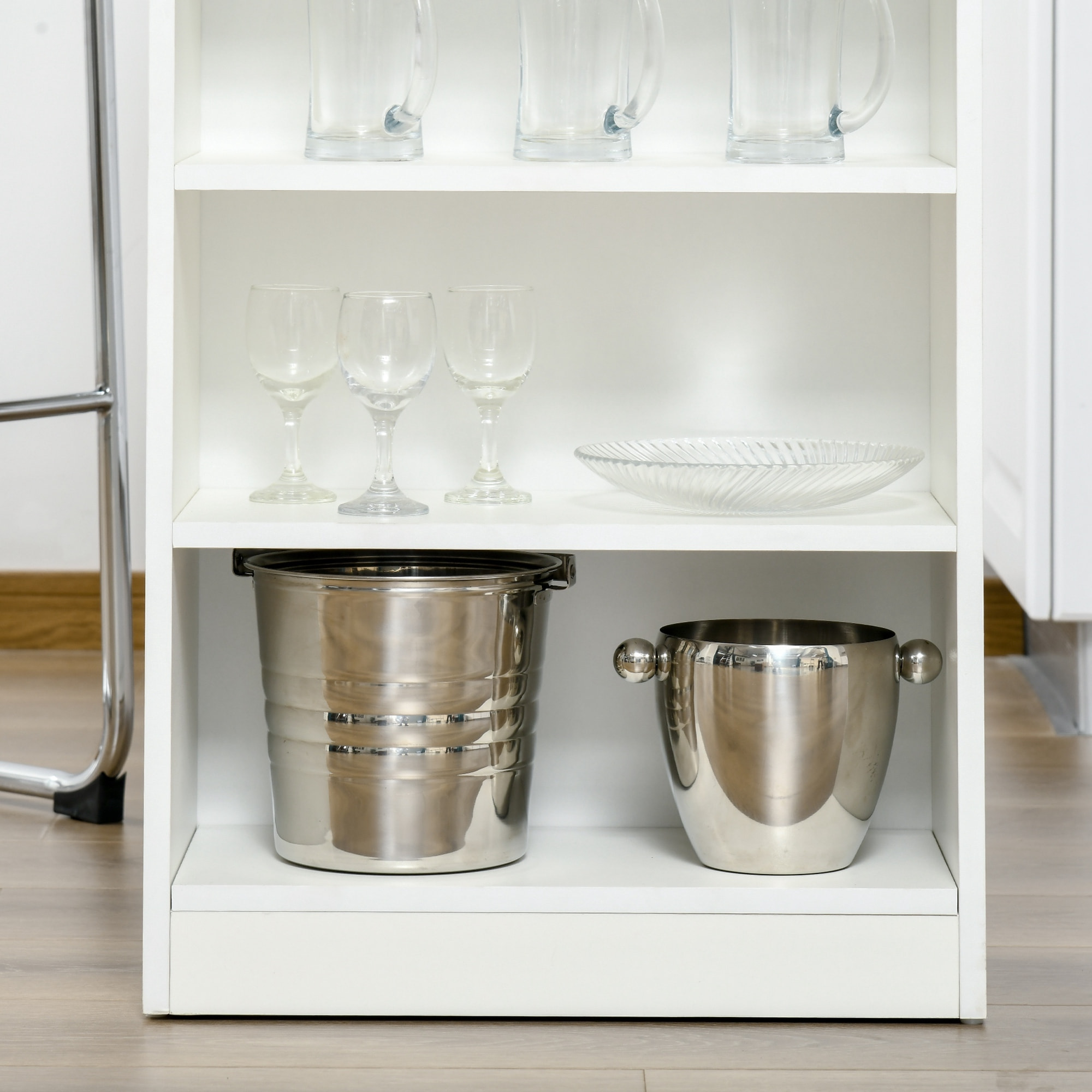 Conjunto de 2 Taburetes de Bar con Altura Regulable y Asiento Giratoria y Mesa de Bar con Estantería de 4 Niveles para Salón Comedor Cocina 41x51x97-117 cm 115x50x102,7 cm Blanco y Gris