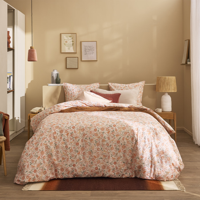 Parure de lit Housse de couette + taie carrée en percale de coton, ALLURE, Multicolore