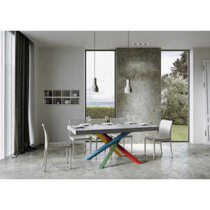 Table extensible 90x160/264 cm Volantis Gris Béton cadre 4/B