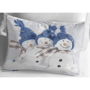 Copripiumino In Flanella Snowman Blu