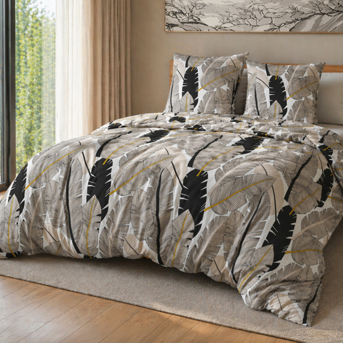 Parure housse de couette 100% microfibre motif plume - plumeti
