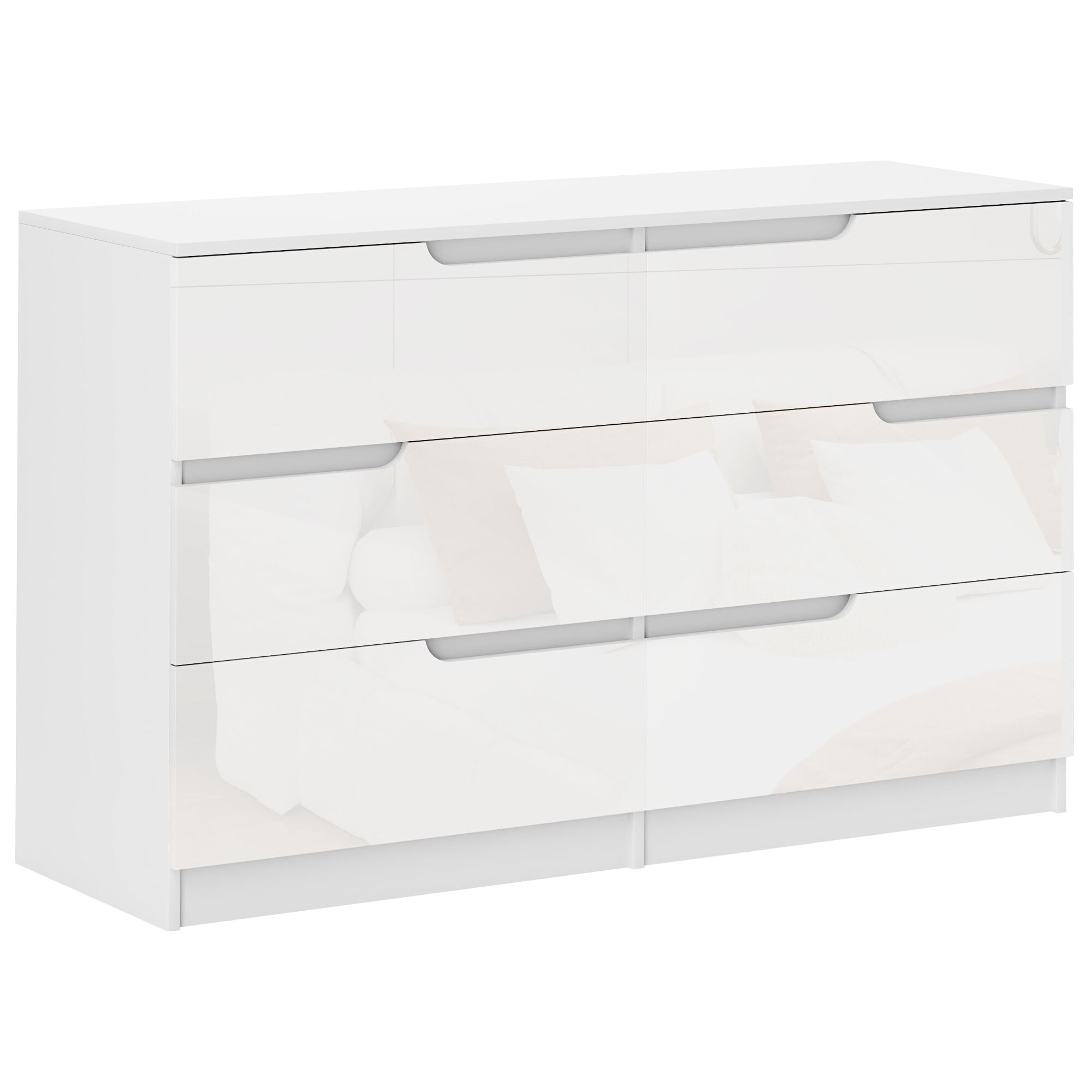 Cómoda con 6 Cajones Cómoda de Dormitorio Moderno con Anti-vuelco Cajonera para Salón Pasillo 120x40x75 cm Blanco