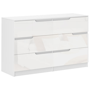 Cómoda con 6 Cajones Cómoda de Dormitorio Moderno con Anti-vuelco Cajonera para Salón Pasillo 120x40x75 cm Blanco