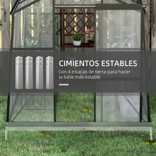 Invernadero de Jardín Policarbonato 2x2,5x2 m Invernadero de Huerto Vivero Casero con Marco de Aleación de Aluminio Ventana Regulable en 5 Niveles y Base para Cultivo Transparente y Negro