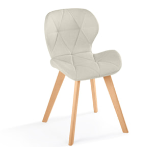 Chaises Gatsby en tissu et pieds bois - Beige