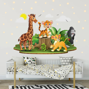 Sticker mural - Ambiance Sticker - ANIMAUX BÉBÉS D'AFRIQUE - 110x165cm