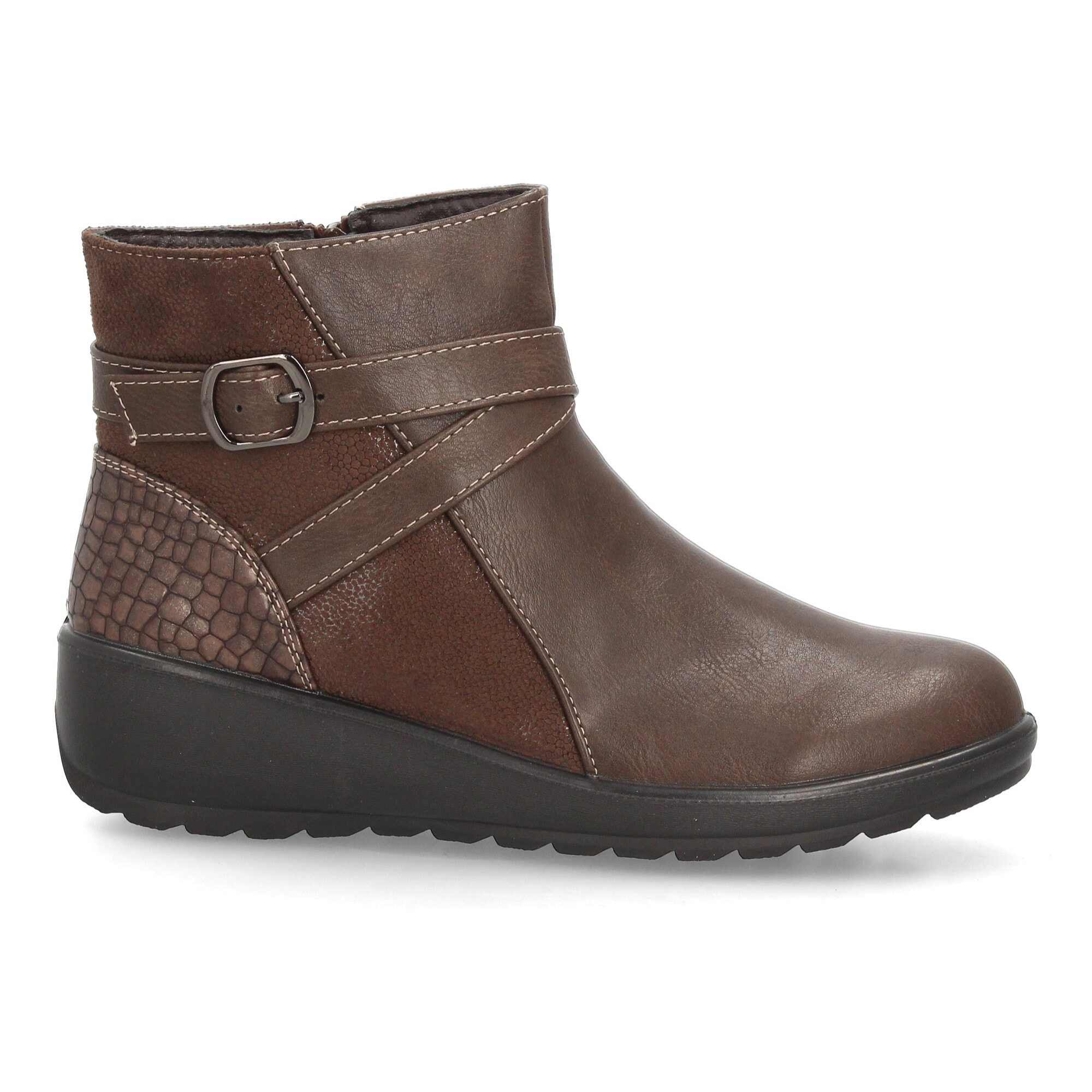 Botines con cuña y hebilla lateral para mujer