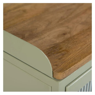 Table de chevet en verre, métal et bois 1 porte - Marnie