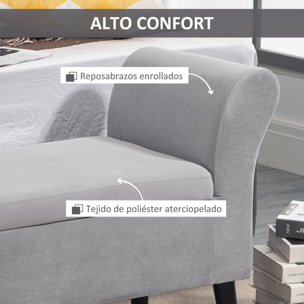 Baúl de Almacenaje para Dormitorio Banco de Almacenamiento con Tapa Abatible Reposabrazos y Patas de Madera para Salón 111,5x41x65 cm Gris Claro