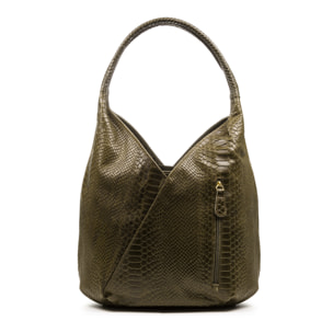 Jesi Borsa a spalla Donna. Pelle autentica Camoscio Inciso Serpente