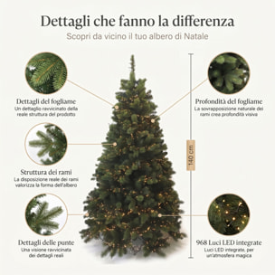 Albero di Natale con LED a luce calda in PVC e metallo - Verde
