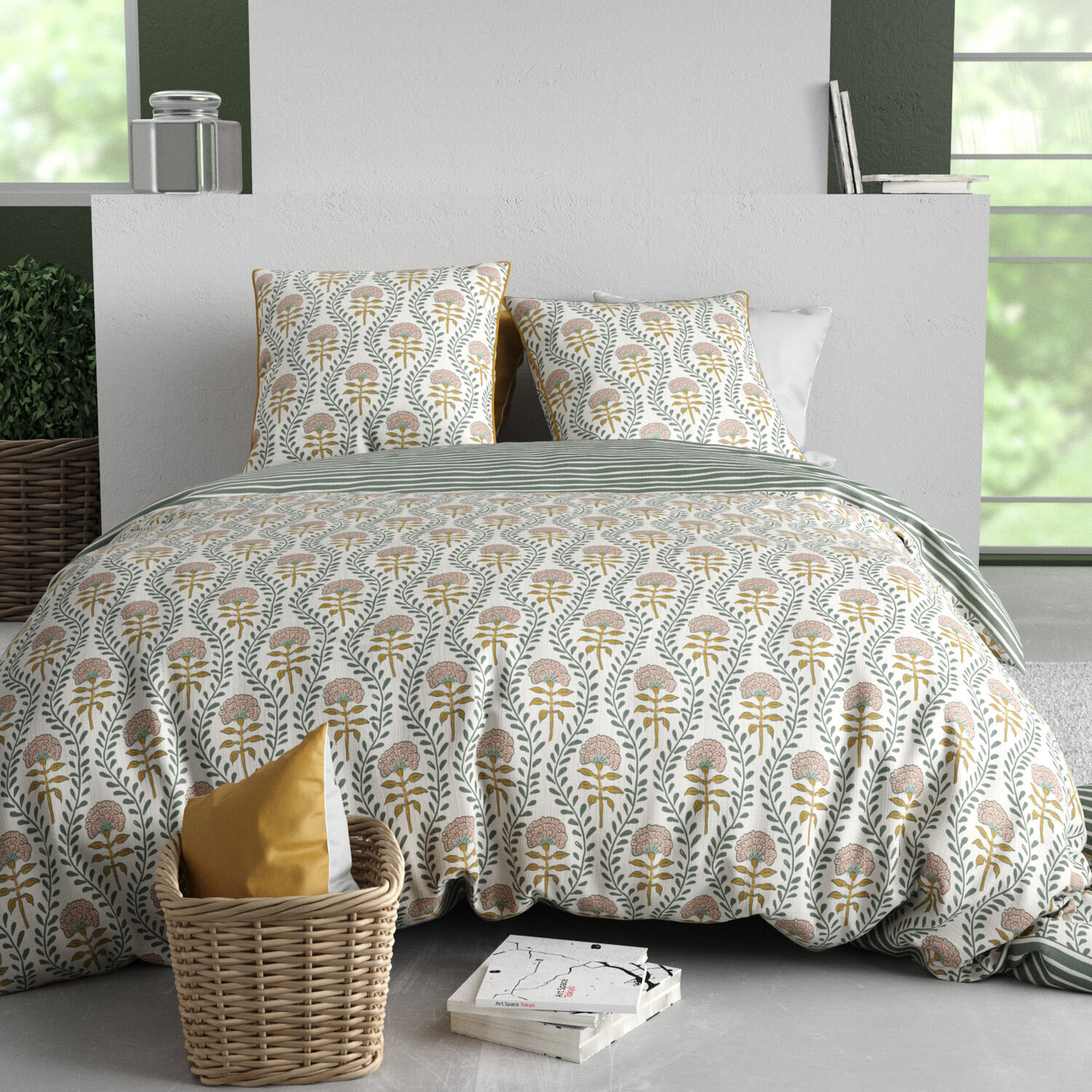 Parure housse de couette 3pcs 100% coton 57 fils pietra