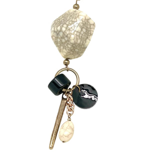 Collar largo Meteoro pendant charms nacar cristal en dorado latón