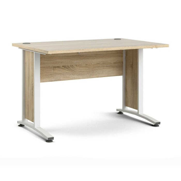 Scrivania Amigos, Scrittoio multiuso, Tavolo per ufficio porta PC, Piano di lavoro, 120x80 h75 cm, Quercia e Bianco