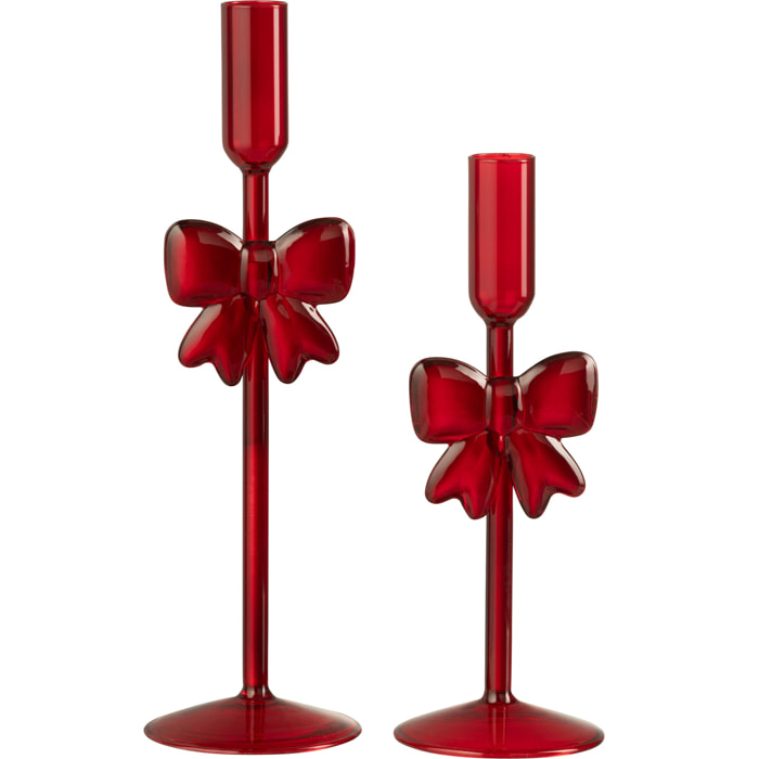 J-Line bougeoir - verre - rouge - set de 2