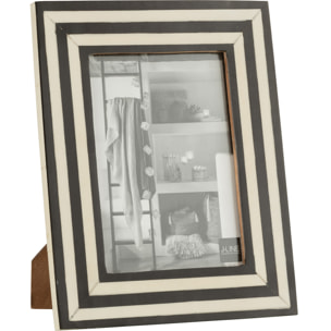 Cadre photo J-Line - Cadre photo Rectangle Lignes Plates - plastique - noir/blanc - grand