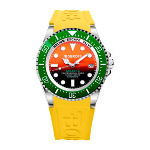 Bobroff - Reloj de hombre automatico diver profesional de buceo, 1000 m, Naranja, 44MM, valvula de helio BF0004bv-BFSTA