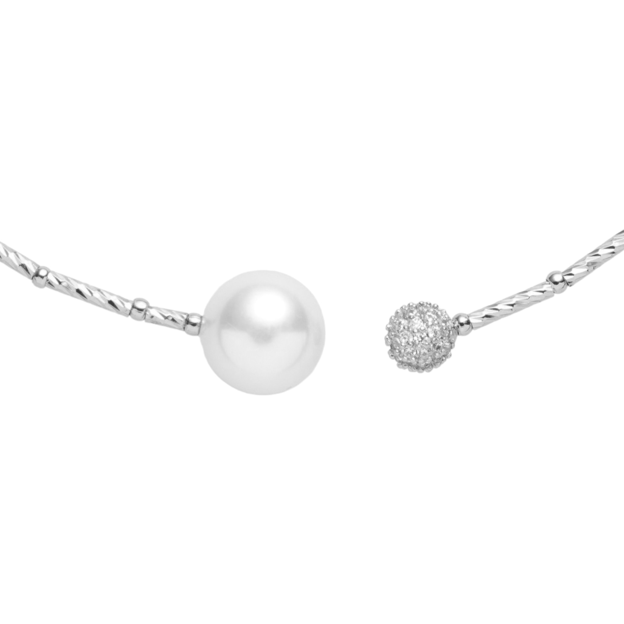 Collana U.S. Polo Assn. Choker in metallo argentato con perla bianca